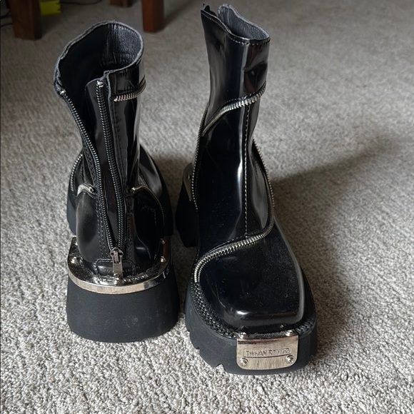 Black Patent Leather Ankle Boots - Picture 3 of 4